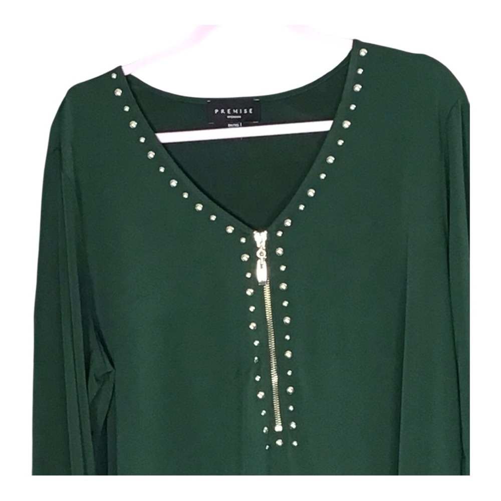 Green Studded Women's Top by Premise size 1X - Picture 3 of 4